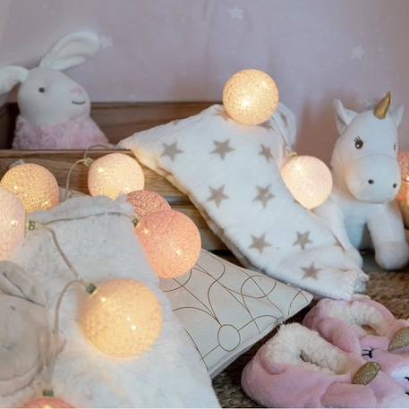 Guirlande lumineuse boules coton LED USB - Veilleuse bébé 2h - 3 intensités - 32 boules 3,2m - Princesse ROSE 3 - vertbaudet enfant 