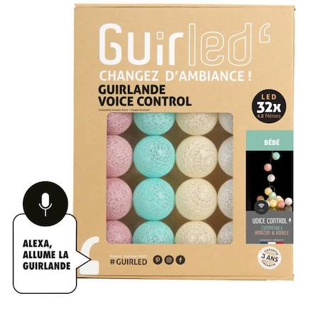 Bébé Commande Vocale Guirlande lumineuse boules coton Google & Alexa ROSE 1 - vertbaudet enfant 