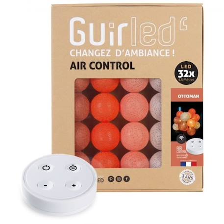 Guirlande lumineuse boules coton LED USB - Télécommandée -Veilleuse bébé 2h -  4 intensités - 32 boules 3,2m - Ottoman ORANGE 1 - vertbaudet enfant 