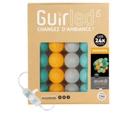 -Guirlande lumineuse boules coton LED USB - Veilleuse bébé 2h - 3 intensités - 24 boules 2,4m - Hémisphère