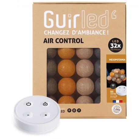 Guirlande lumineuse boules coton LED USB - Télécommandée -Veilleuse bébé 2h - 4 intensités - 32 boules 3,2m - Mesopotamia MARRON 1 - vertbaudet enfant 