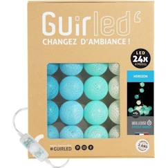 Linge de maison et décoration-Décoration-Guirlande lumineuse boules coton LED USB - Veilleuse bébé 2h -  3 intensités - 24 boules 2,4m - Horizon
