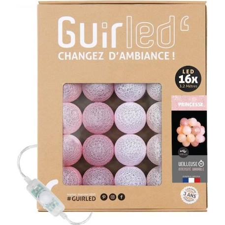 Guirlande lumineuse boules coton LED USB - GUIRLED - Princesse - 16 boules 1,6m - 3 intensités ROSE 1 - vertbaudet enfant 