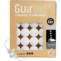 Linge de maison et décoration-Décoration-Guirlande-Guirlande lumineuse boules coton LED USB - Veilleuse bébé 2h - 3 intensités - 24 boules 2,4m - Flocon