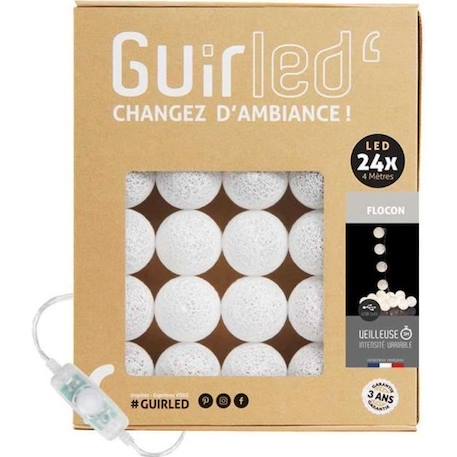 Guirlande lumineuse boules coton LED USB - Veilleuse bébé 2h - 3 intensités - 24 boules 2,4m - Flocon BLANC 1 - vertbaudet enfant 