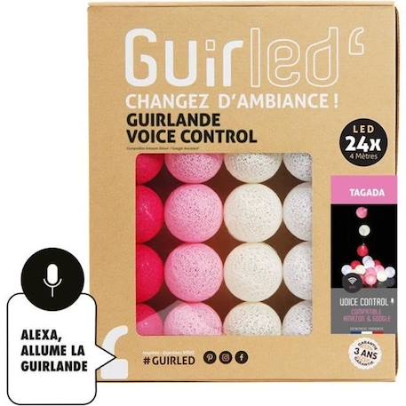 Guirlande lumineuse wifi boules coton LED USB - Commande Vocale - Maison connectée - Amazon Alexa & Google Assistant -  24 boules ROUGE 1 - vertbaudet enfant 