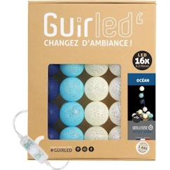 Linge de maison et décoration-Décoration-Guirlande-Guirlande lumineuse boules coton LED USB - Veilleuse bébé 2h -  3 intensités - 16 boules 1,6m - Océan
