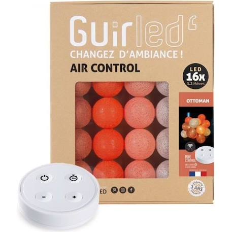 Guirlande lumineuse boules coton LED USB - Télécommandée -Veilleuse bébé 2h -  4 intensités - 16 boules 1,6m - Ottoman ORANGE 1 - vertbaudet enfant 