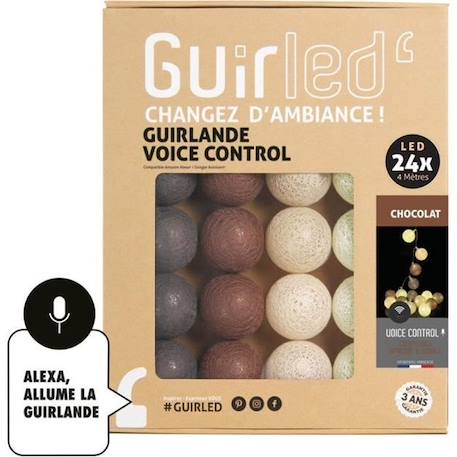 Guirlande lumineuse wifi boules coton LED USB - Commande Vocale - Maison connectée - Amazon Alexa & Google Assistant -  24 boules MARRON 1 - vertbaudet enfant 