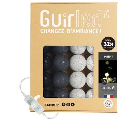 Guirlande lumineuse boules coton LED USB - GUIRLED - Minuit - 3 intensités - 32 boules 3,2m NOIR 1 - vertbaudet enfant 