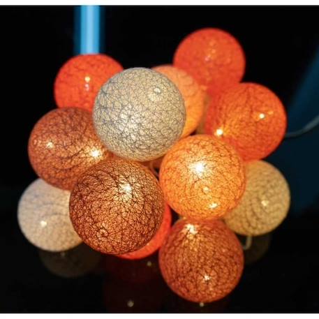 Guirlande lumineuse boules coton LED USB - Télécommandée -Veilleuse bébé 2h -  4 intensités - 24 boules 2,4m - Ottoman ORANGE 3 - vertbaudet enfant 