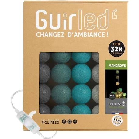 Guirlande lumineuse boules coton LED USB - Veilleuse bébé 2h - 3 intensités - 32 boules 3,2m - Mangrove MARRON 1 - vertbaudet enfant 