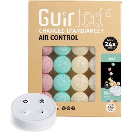 Guirlande lumineuse boules coton LED USB - Télécommandée -Veilleuse bébé 2h - 4 intensités - 24 boules 2,4m - Bébé ROSE 1 - vertbaudet enfant 