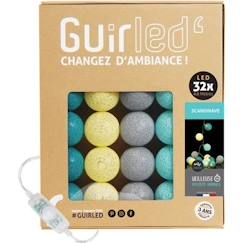 Linge de maison et décoration-Décoration-Guirlande lumineuse boules coton LED USB - Veilleuse bébé 2h -  3 intensités - 32 boules 3,2m - Scandinave