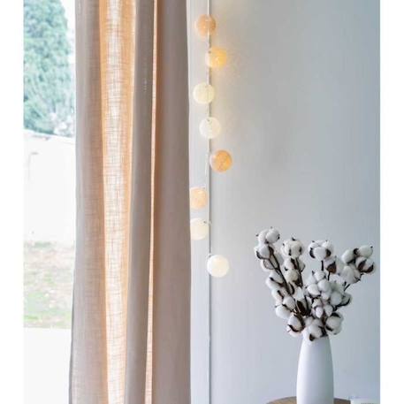 Guirlande lumineuse LED USB coton - Commande Vocale - Maison connectée - 24 boules BEIGE 3 - vertbaudet enfant 