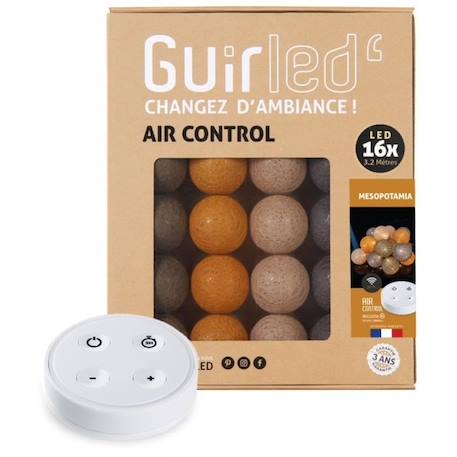 Guirlande lumineuse boules coton LED USB - Télécommandée - 4 intensités - 16 boules 1,6m - GUIRLED - Mesopotamia MARRON 1 - vertbaudet enfant 