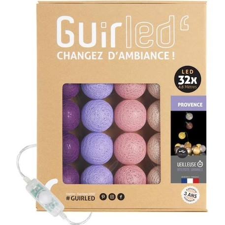 Guirlande lumineuse boules coton LED USB - Veilleuse bébé 2h - 3 intensités - 32 boules 3,2m - Provence VIOLET 1 - vertbaudet enfant 