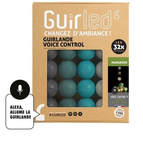 Mangrove Commande Vocale Guirlande lumineuse boules coton Google & Alexa MARRON 1 - vertbaudet enfant 