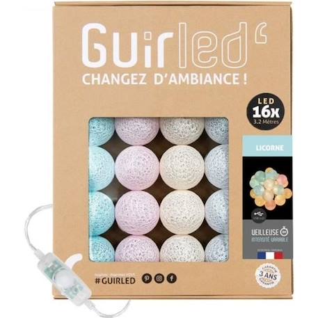 Guirlande lumineuse boules coton LED USB - Veilleuse bébé 2h -  3 intensités - 16 boules 1,6m - Licorne BLEU 1 - vertbaudet enfant 