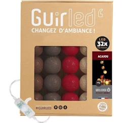 Linge de maison et décoration-Décoration-Guirlande-Guirlande lumineuse boules coton LED USB - Veilleuse bébé 2h -  3 intensités - 32 boules 3,2m - Acajou