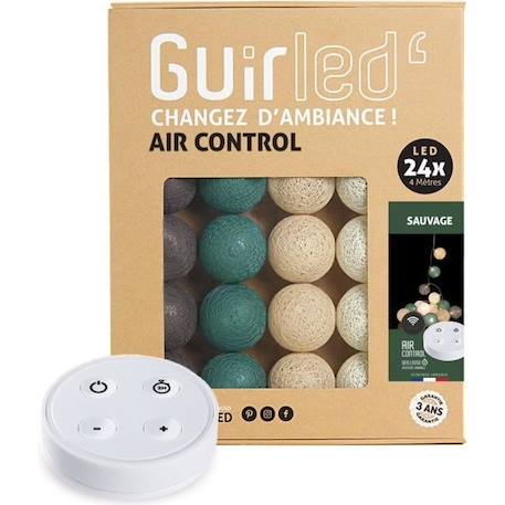 Guirlande lumineuse boules coton LED USB - Télécommandée -Veilleuse bébé 2h -  4 intensités - 24 boules 2,4m - Sauvage MARRON 1 - vertbaudet enfant 