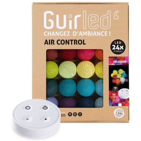 Guirlande lumineuse boules coton LED USB - Télécommandée -Veilleuse bébé 2h - 4 intensités - 24 boules 2,4m – Arlequin BLEU 1 - vertbaudet enfant 