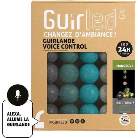 Guirlande lumineuse LED USB - Commande Vocale - Maison connectée - 24 boules 2,4m - Mangrove MARRON 1 - vertbaudet enfant 