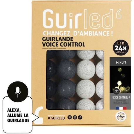 Guirlande lumineuse LED USB - Commande Vocale - Maison connectée - 24 boules - Minuit NOIR 1 - vertbaudet enfant 