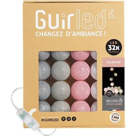 Guirlande lumineuse boules coton LED USB - Églantine - 32 boules 3,2m - 3 intensités GRIS 1 - vertbaudet enfant 