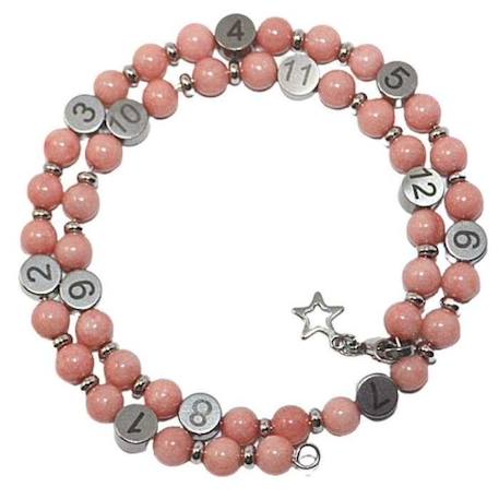 Bracelet d'allaitement /biberonnage fonction horloge - Lithothérapie pierre naturelle -Quartz rose certifié en laboratoire français  - vertbaudet enfant