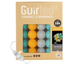 -Guirlande lumineuse boules coton LED USB - Veilleuse bébé 2h - 3 intensités - 16 boules 1,6m - Hémisphère