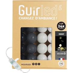 Linge de maison et décoration-Guirlande lumineuse boules coton LED USB - Veilleuse bébé 2h - 3 intensités - 24 boules 2,4m - Minuit