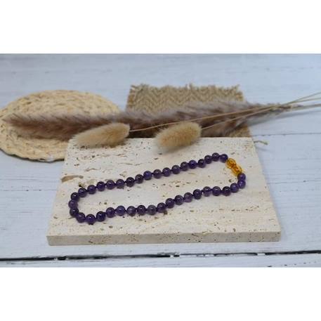 Collier améthyste - Bébé/Nourrisson - Pierres naturelles - Apaise et soulage bébé - Lithothérapie - Bienfaits - Idée cadeau - Vertus VIOLET 2 - vertbaudet enfant 