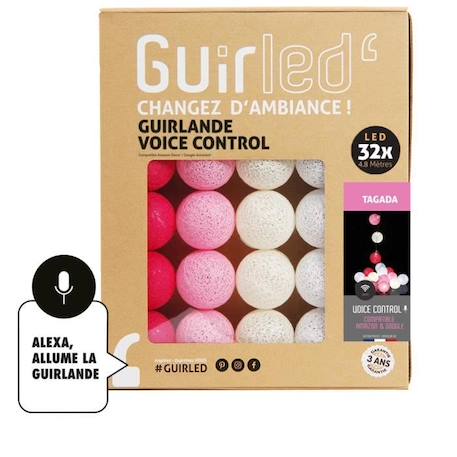 Guirlande lumineuse boules coton - GUIRLE - GUIRLED - Rouge - Intérieur - 3,2 mètres - Adulte - Essentiel ROUGE 1 - vertbaudet enfant 