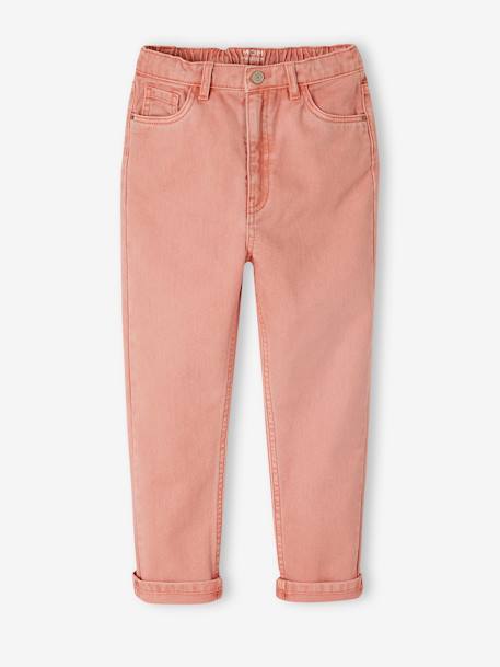 Pantalon Mom MorphologiK fille Tour de hanches médium kaki+pêche 9 - vertbaudet enfant 