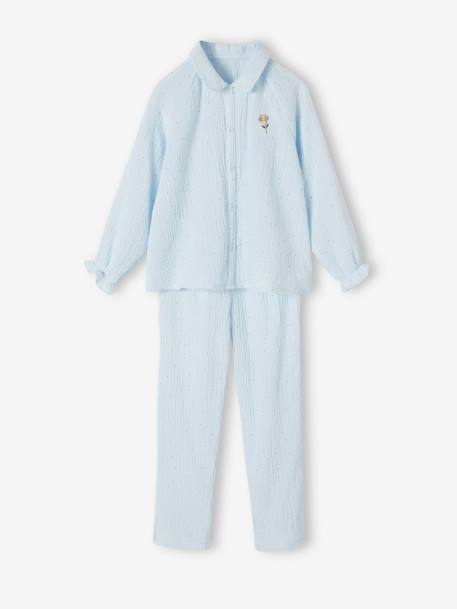 Pyjama fille chemise à pois scintillant personnalisable bleu ciel 1 - vertbaudet enfant 