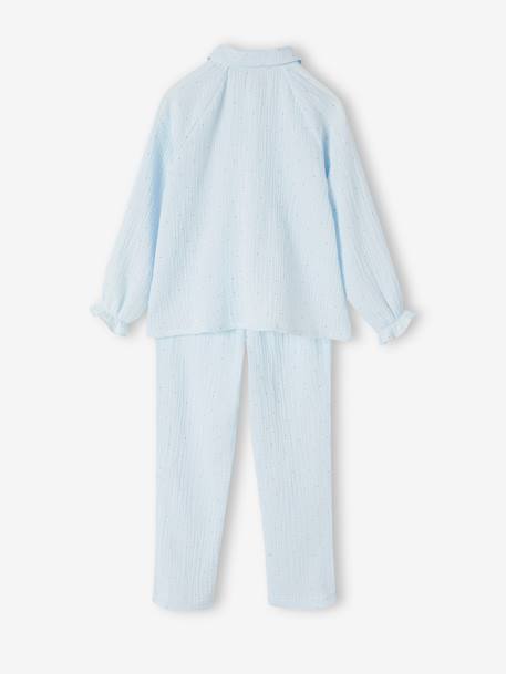 Pyjama fille chemise à pois scintillant personnalisable bleu ciel 4 - vertbaudet enfant 