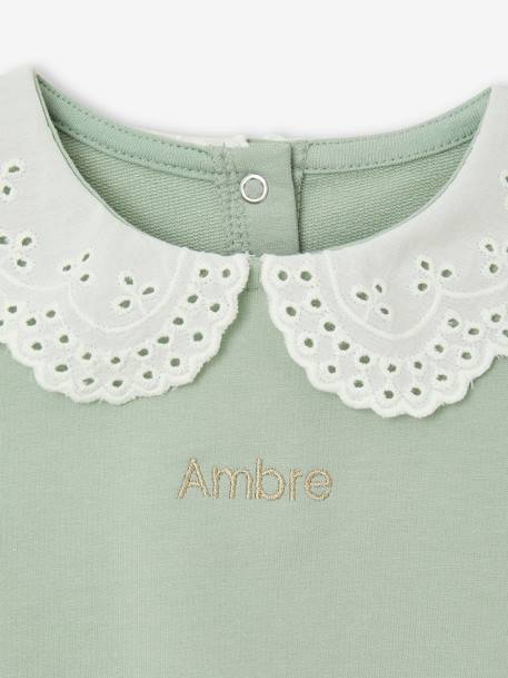 Sweat col brodé bébé personnalisable caramel+vert sauge 8 - vertbaudet enfant 