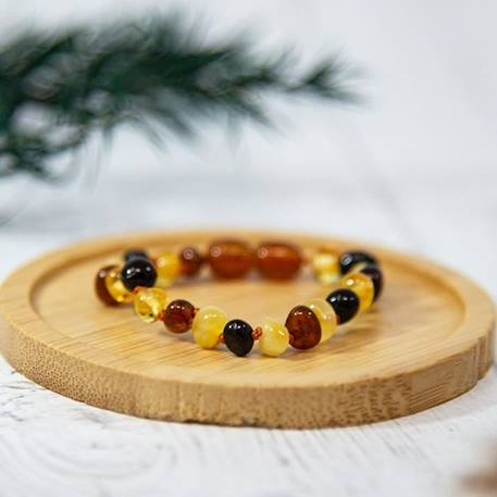 Bracelet d'ambre - Bébé/Nourrisson - Multi -Soulage les poussées dentaires -Pierres naturelles -Idée cadeau -Puériculture - Bienfait MARRON 3 - vertbaudet enfant 