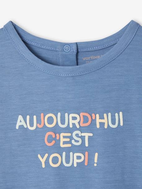 T-shirt 'paradis' bébé manches courtes bleu+écru 2 - vertbaudet enfant 
