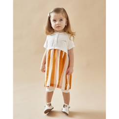 Bébé-Robe, jupe-Set robe rayée + legging, écru