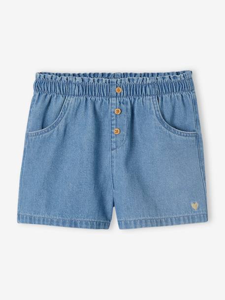 Short en denim léger fille facile à enfiler stone 1 - vertbaudet enfant 