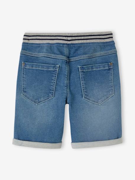 Bermuda facile à enfiler garçon en molleton effet denim denim gris+double stone+stone 8 - vertbaudet enfant 