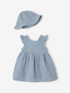 Ensemble robe et bob naissance en gaze de coton  - vertbaudet enfant