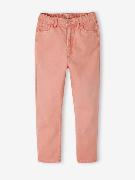 Pantalon Mom MorphologiK fille Tour de hanches médium kaki+pêche 10 - vertbaudet enfant 