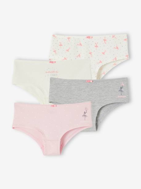 Fille-Sous-vêtement-Lot de 4 shorties ballerine fille en coton bio