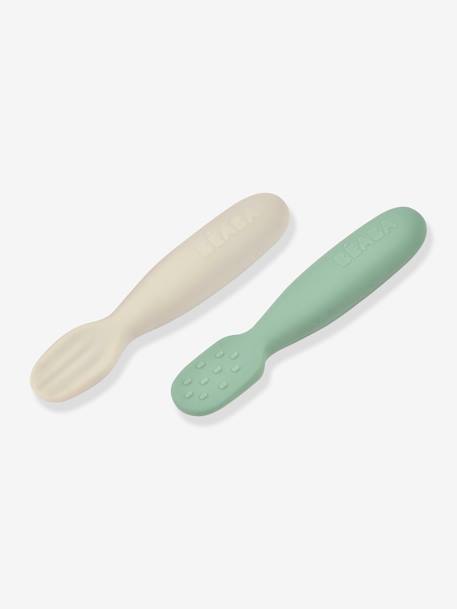 Lot de 2 pré-cuillères d’apprentissage BEABA en sage green + velvet grey+terracotta + velvet grey 1 - vertbaudet enfant 