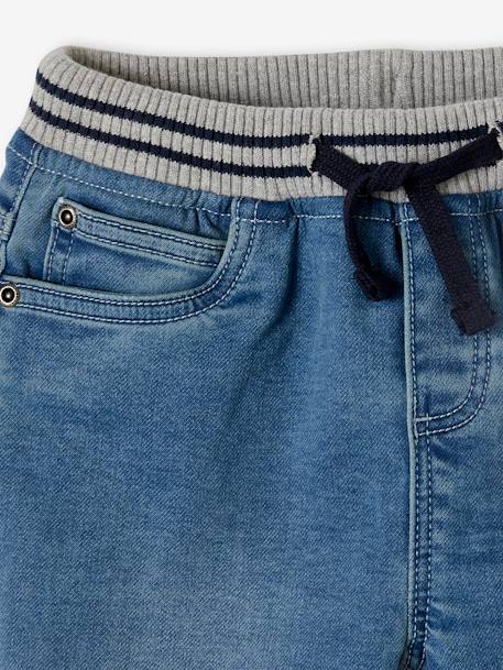 Bermuda facile à enfiler garçon en molleton effet denim denim gris+double stone+stone 7 - vertbaudet enfant 