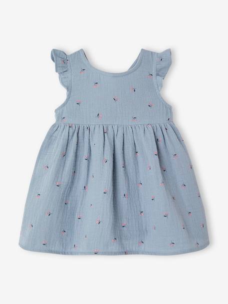 Ensemble robe et bob naissance en gaze de coton bleu chambray 2 - vertbaudet enfant 