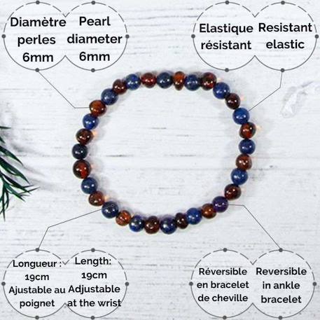 Box collier bébé et bracelet adulte - Ambre et lapis lazuli - Pierres naturelles - Vertus - Idée cadeau -Méthode naturelle -Bienfait BLEU 3 - vertbaudet enfant 